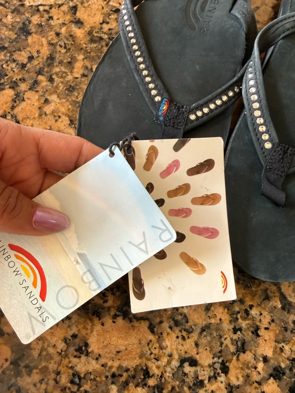 Rainbow Flip Flops Crystal Collection - Single Layer Arch Support Narrow Strap - Picture 3 of 5